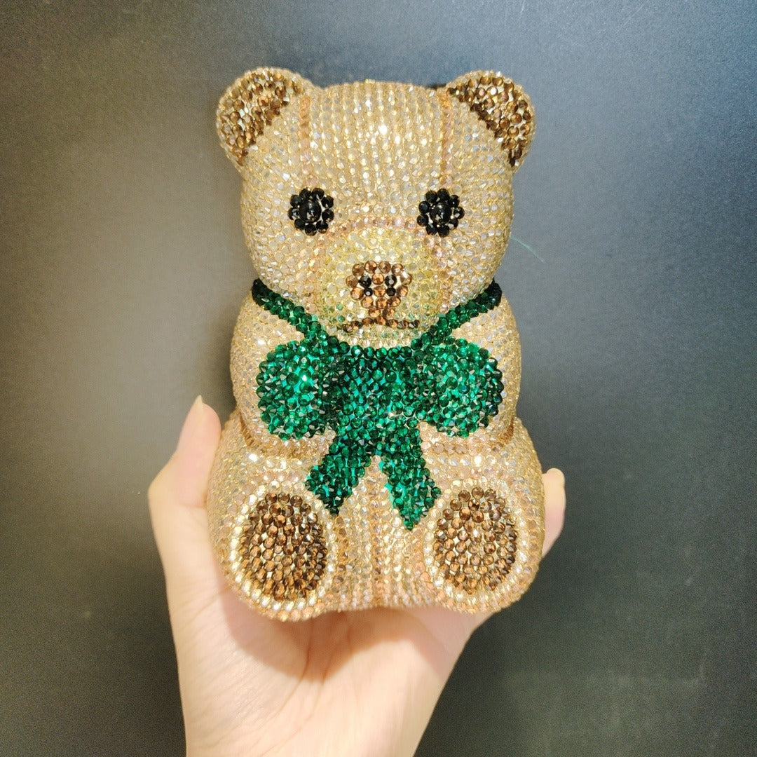 Little Bear Diamond Dinner Bag Light Luxury Banquet Diamond Handbag Animal Party Handbag