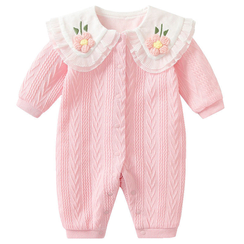 Baby Girl Romper Long Sleeve Infant Bodysuit Double Layer Seamless