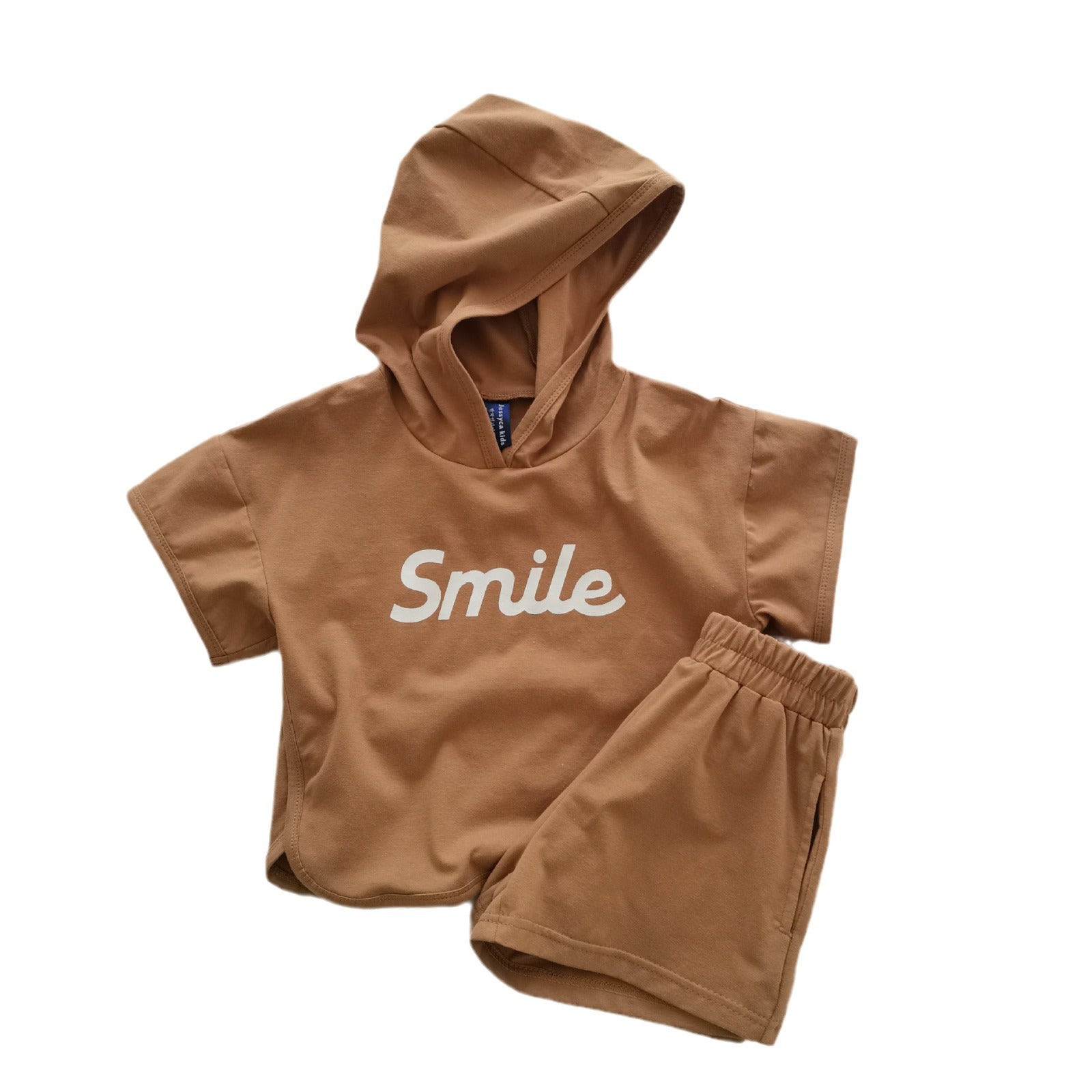 Letter hooded casual loose children's clothing two-piece set