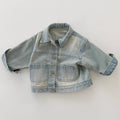 Retro collar washed denim jacket