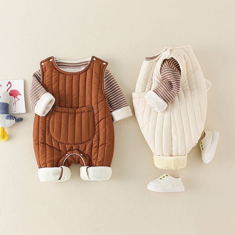 Two-Piece Set Fleece-Lined Thickened Pants for Boys and Girls