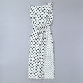 Retro one line slanted shoulder size polka dot patchwork dress
