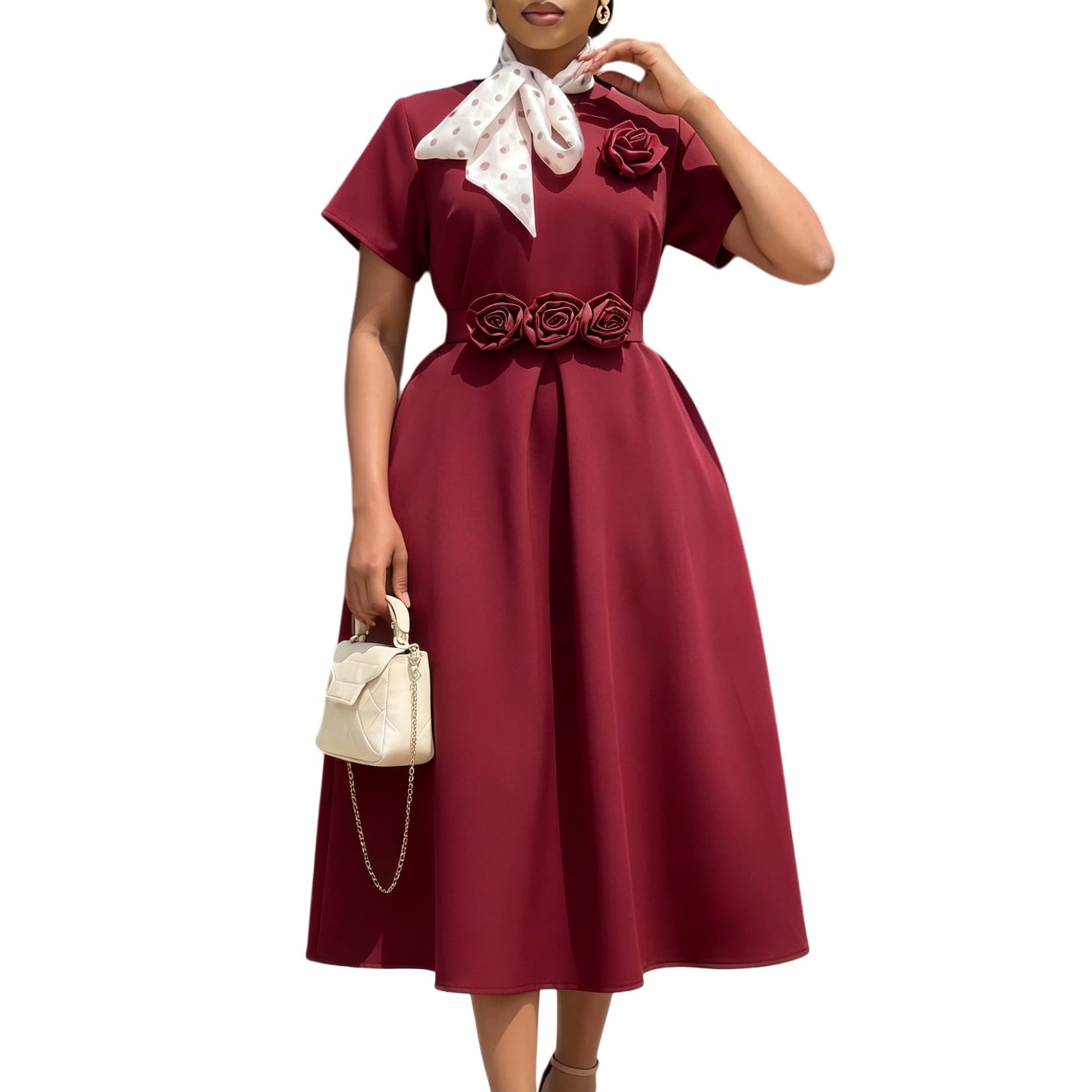 Round neck short sleeved dress