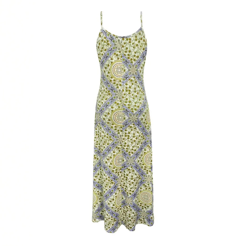 Printed Strapless Backless Maxi Dress