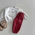 Embroidered letter color blocking casual versatile and plush two-piece set
