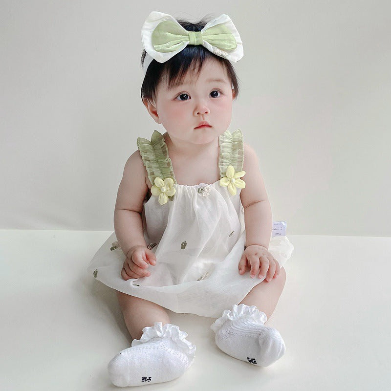 Newborn Baby Girl Triangular Romper, Princess Style, Sleeveless Bodysuit, Lightweight Onesie