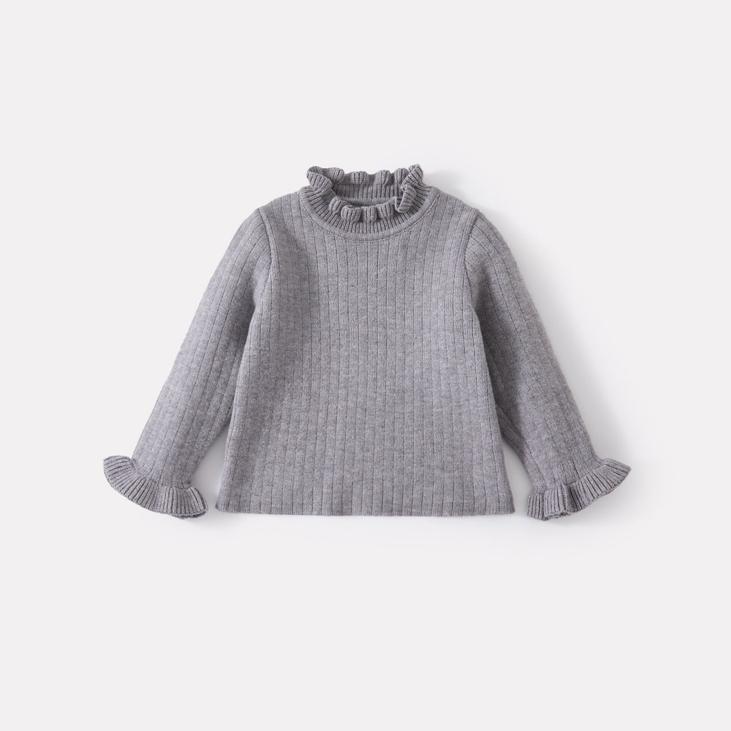 Fleece Outerwear Set for Baby Girls, Ruffled Cardigan Sweater and Pants Three-Piece Set