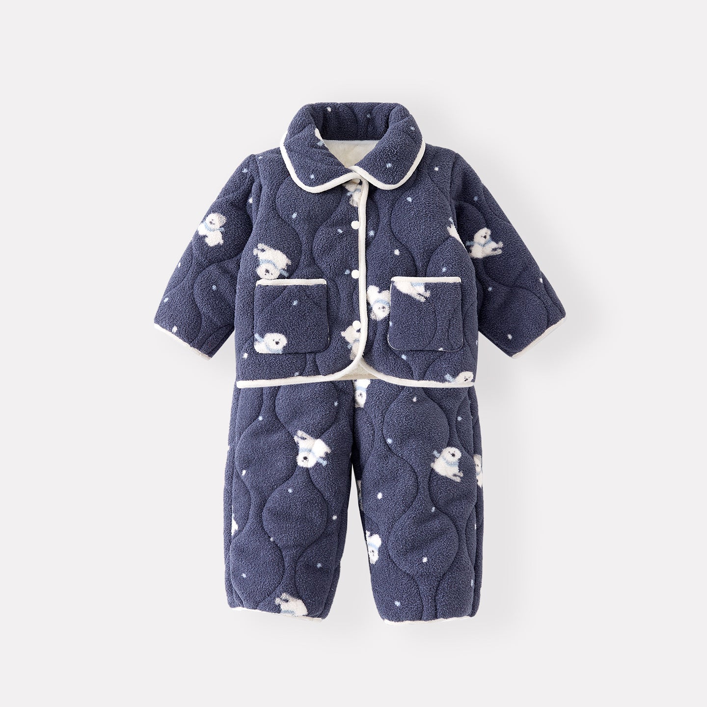 Wear Set with Cartoon Design, Warm and Thickened Two-Piece Pajama Suit for Infants and Toddlers