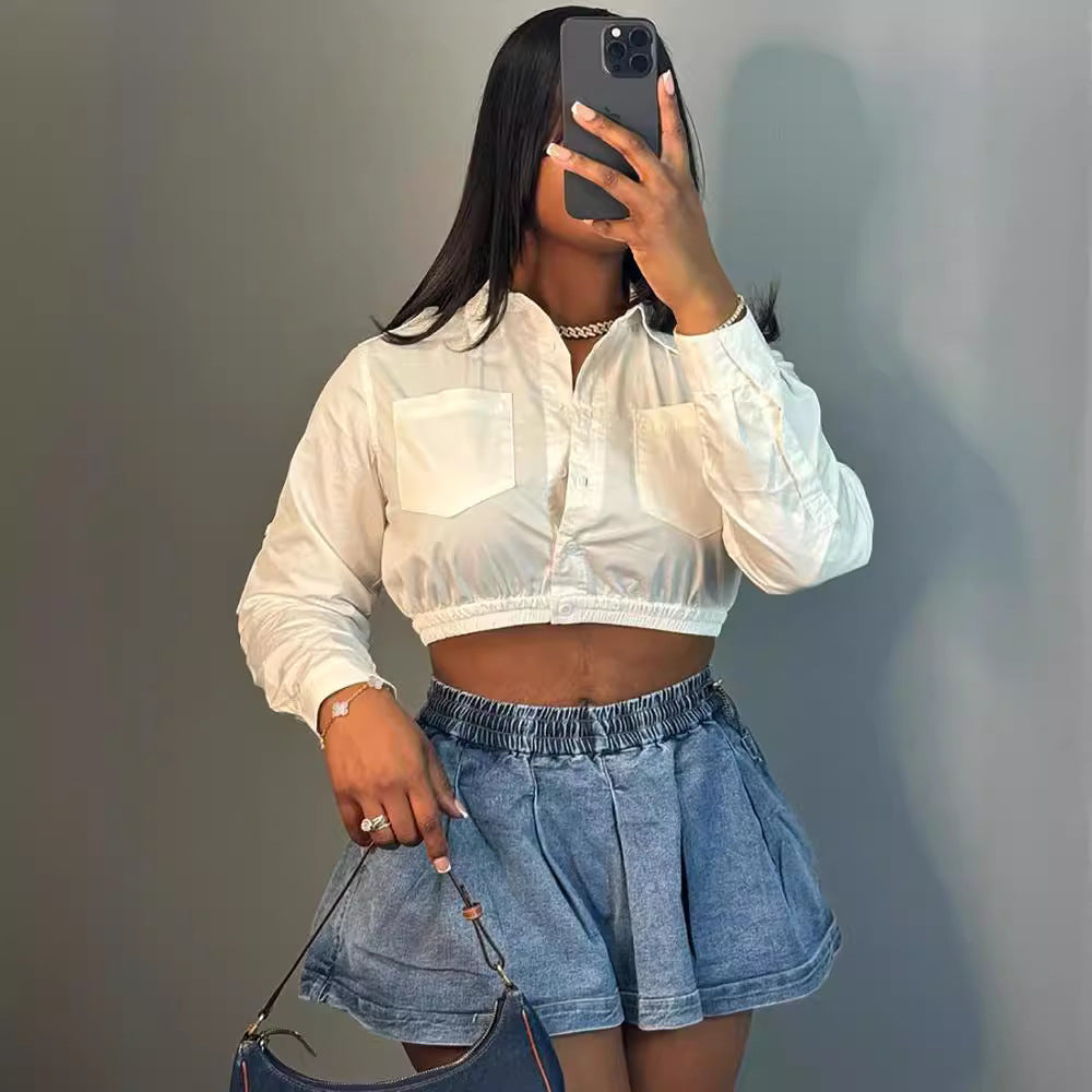 Women's High-Waisted Denim Skirt