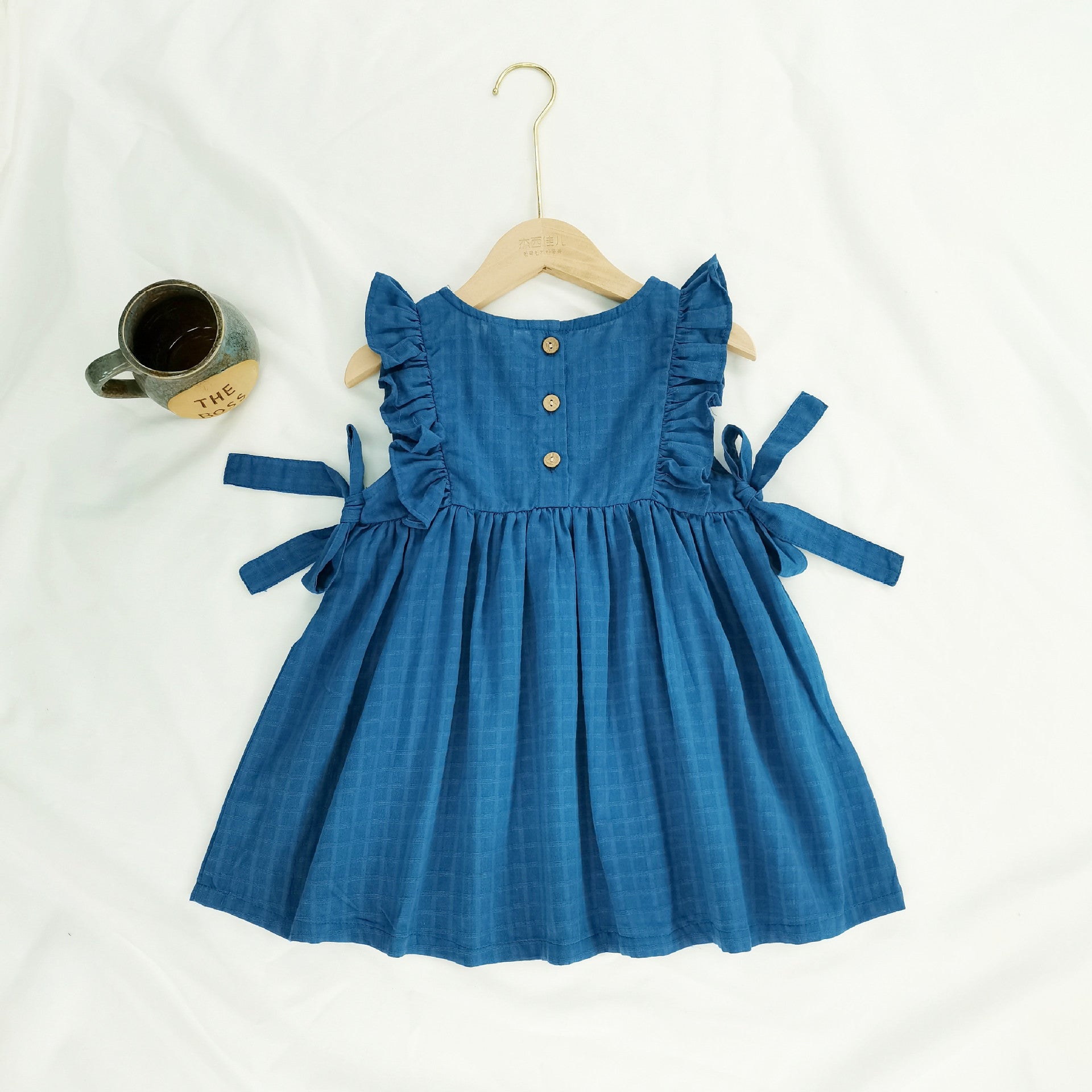 Cute ruffled sweet bow princess dress