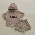 Letter hooded casual loose children's clothing two-piece set