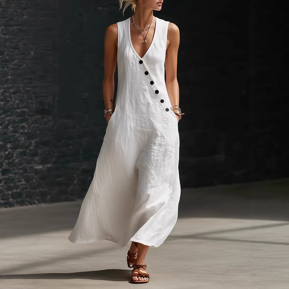 Style Vacation Casual V-Neck Sleeveless Tank Dress