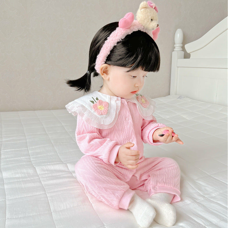 Baby Girl Romper Long Sleeve Infant Bodysuit Double Layer Seamless