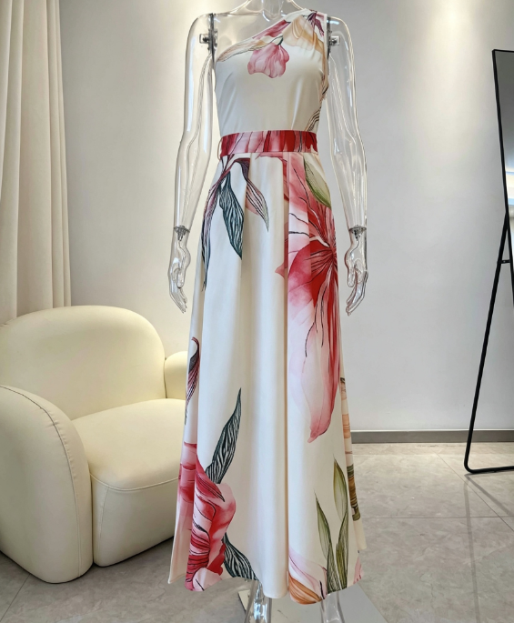 One shoulder long dress