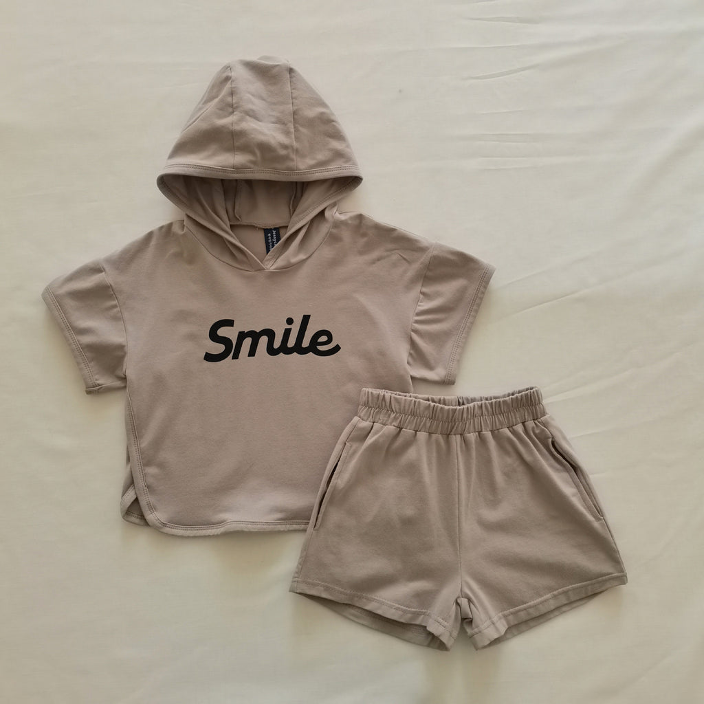 Letter hooded casual loose children's clothing two-piece set