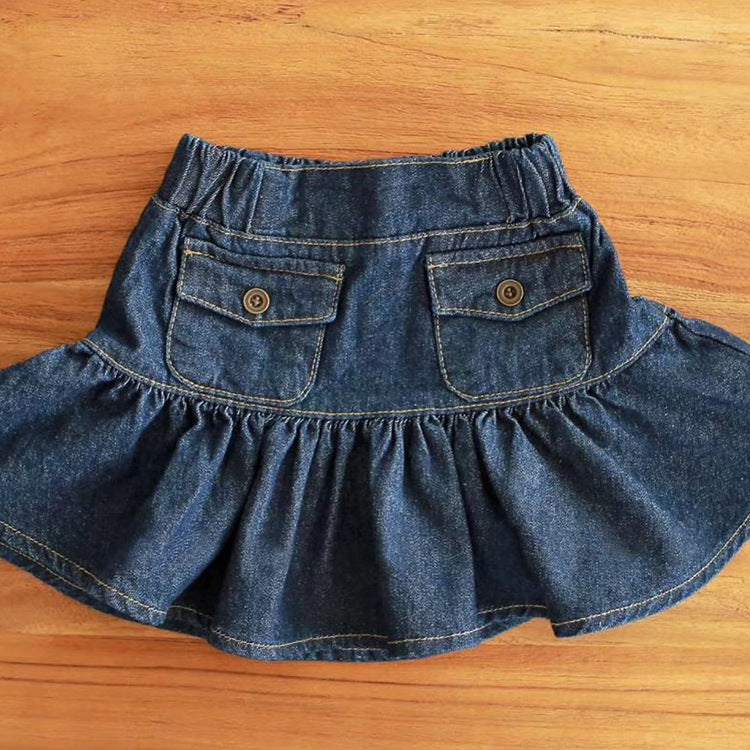 Pocket ruffled half body mini skirt