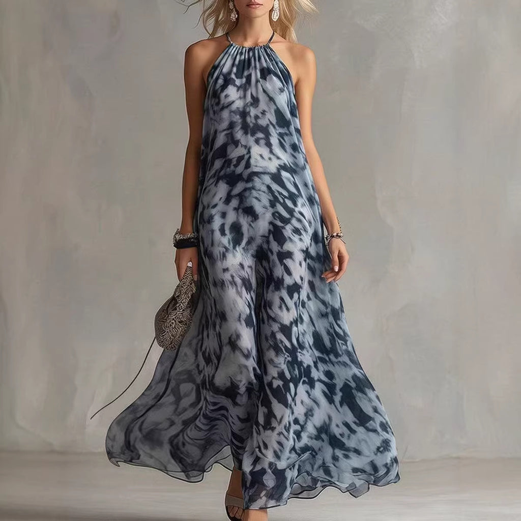 New Style Women's Strapless Printed Long Dress, Casual and Fashionable Shift Dress