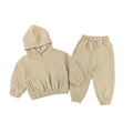 Solid color fleece hooded sweatshirt leg tied pants casual children's suit
