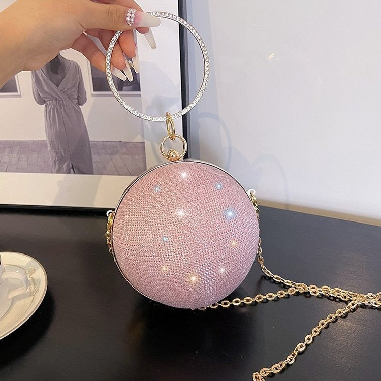 Personalized Design Spherical Bag Women Bag Fashion Portable Small Round Bag Diamond Starry One Shoulder Evening Bag