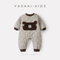 Fleece Cartoon Romper, Korean Style Thick Warm Baby One-Piece, Trendy Design
