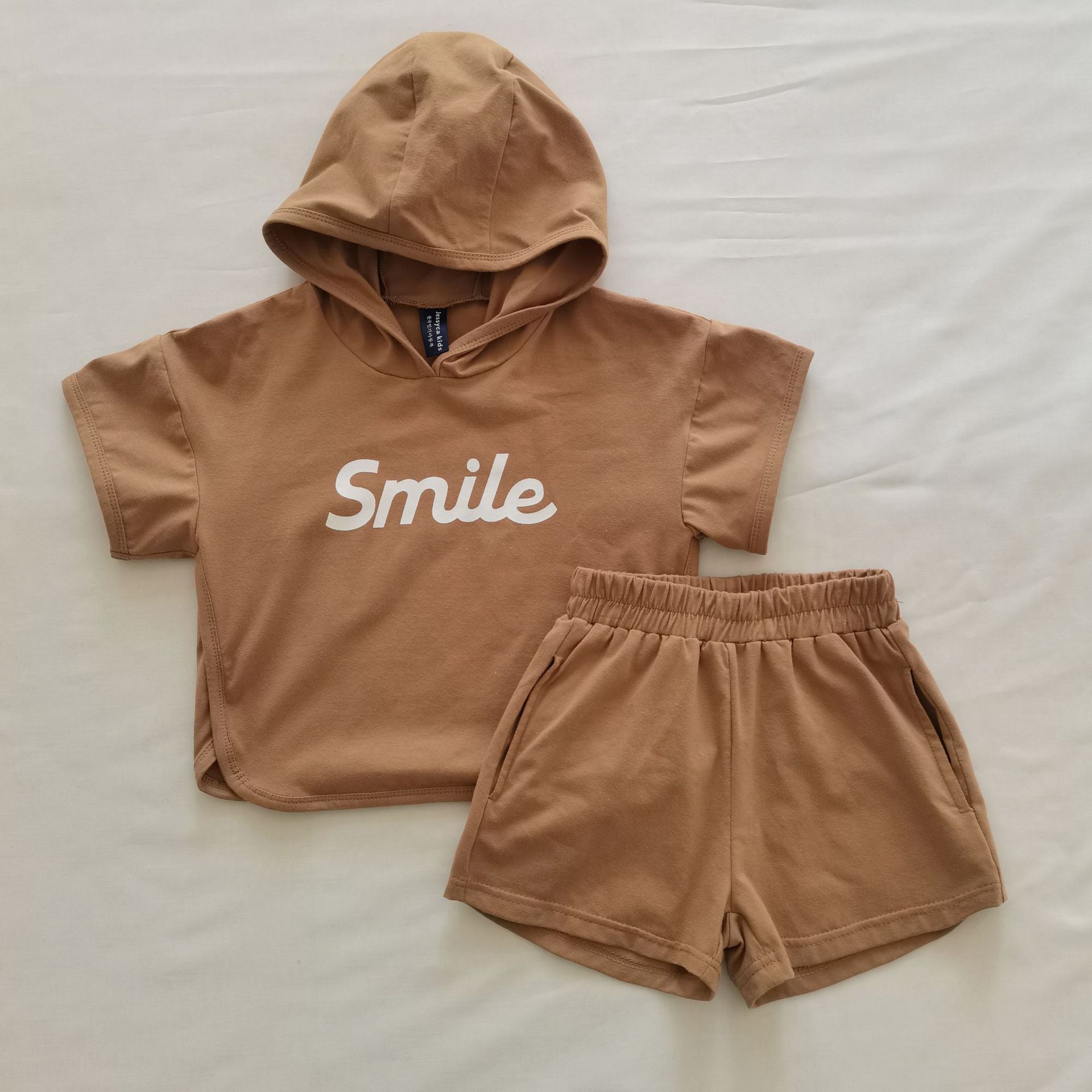 Letter hooded casual loose children's clothing two-piece set