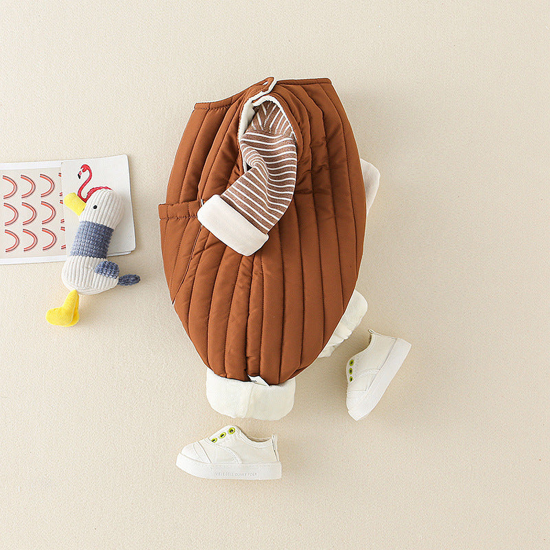 Two-Piece Set Fleece-Lined Thickened Pants for Boys and Girls