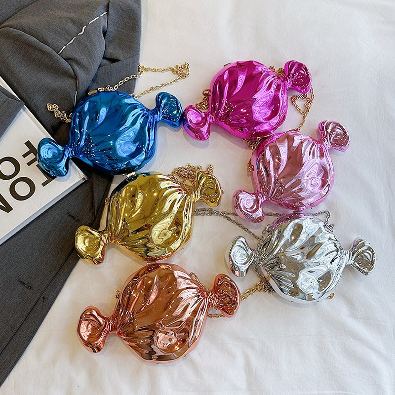Fashion niche candy acrylic bag, forest style soft girl cute and versatile chain crossbody small round bag