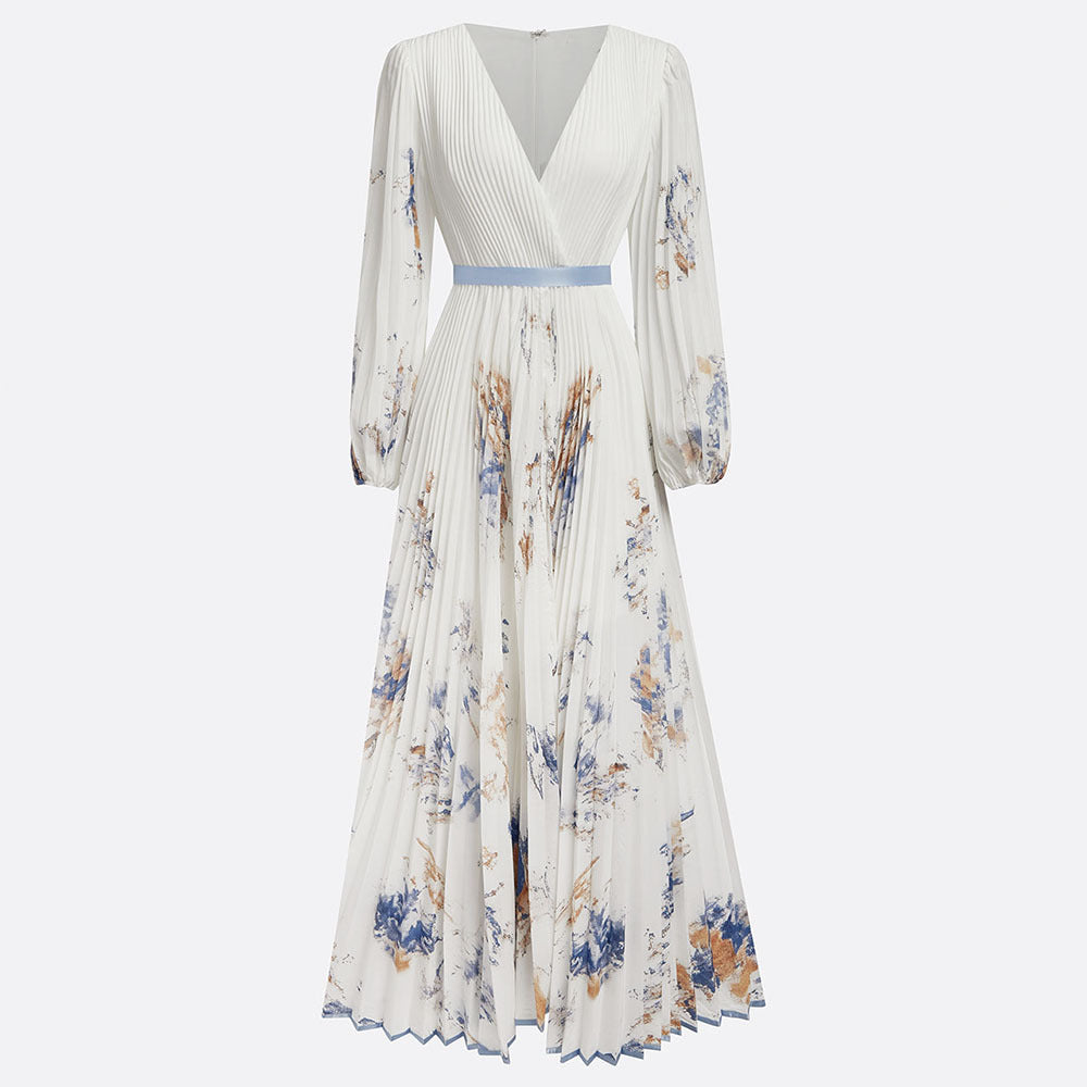 Long sleeved V-neck dress