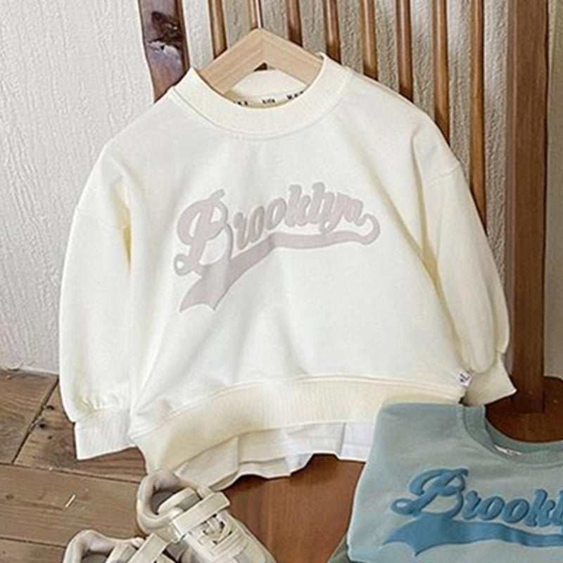 Printed sweatshirt children's retro round neck loop hoodie