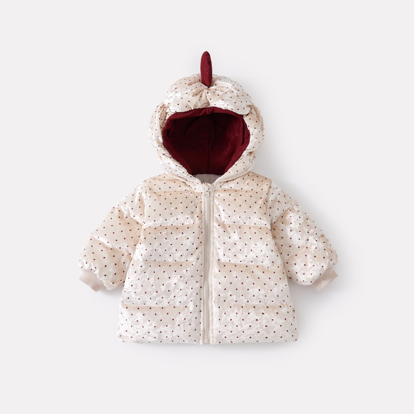 Hooded Polka Dot Cotton Clothing Set for Girls, Stylish Thick Warm Three-Piece Outfit