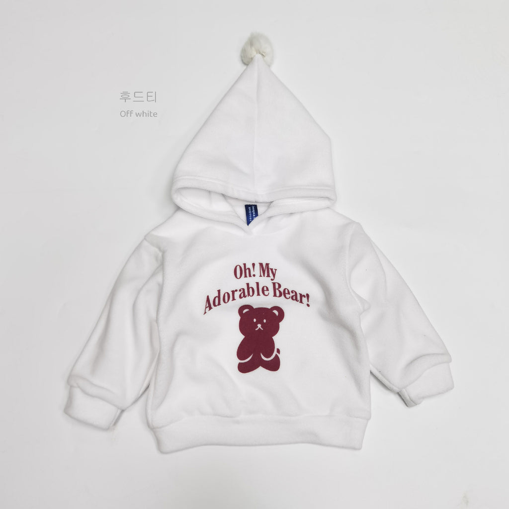 Cute teddy bear printed fleece hoodie