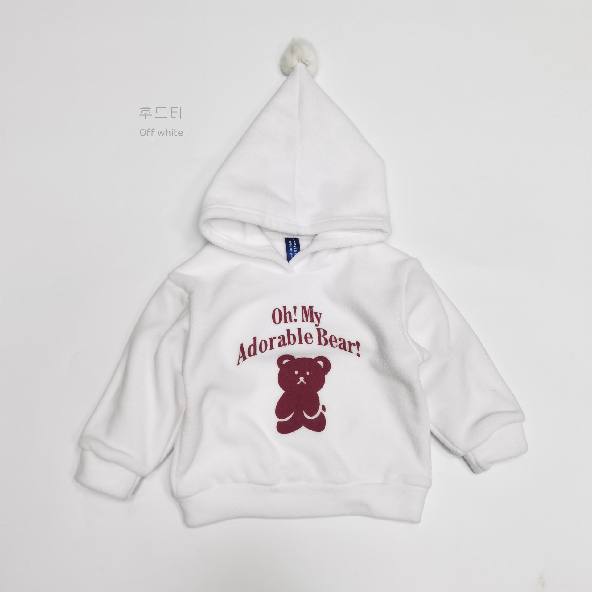 Cute teddy bear printed fleece hoodie