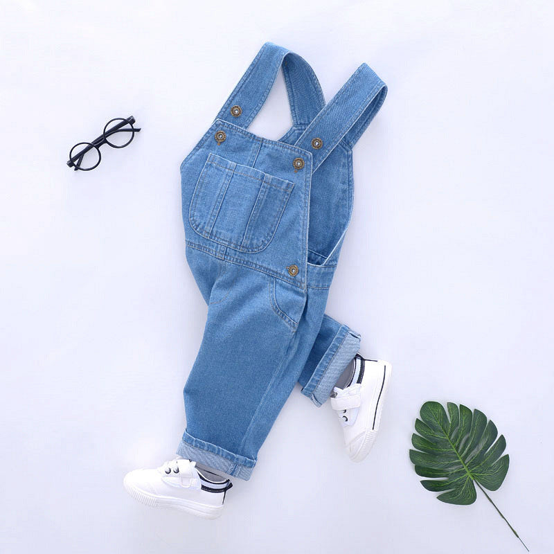 Children's Denim Pants Unisex Baby Overalls Infant Jumpsuit Toddler Coverall Loose Adjustable