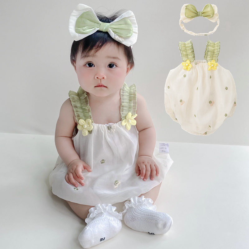 Newborn Baby Girl Triangular Romper, Princess Style, Sleeveless Bodysuit, Lightweight Onesie