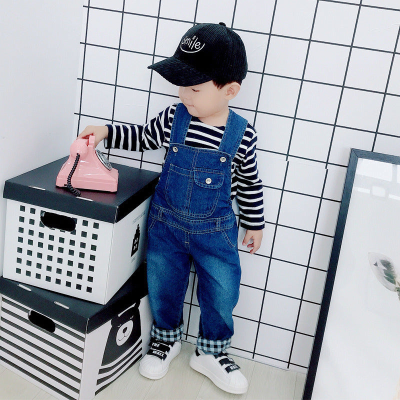 Children's Denim Pants Unisex Baby Overalls Infant Jumpsuit Toddler Coverall Loose Adjustable