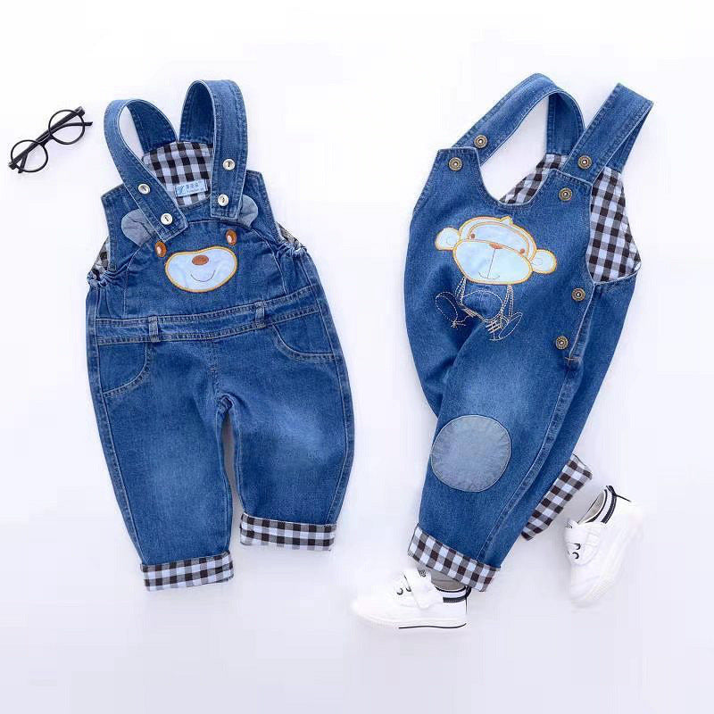 Children's Denim Pants Unisex Baby Overalls Infant Jumpsuit Toddler Coverall Loose Adjustable
