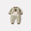 Quilted Onesie Baby Korean-Style Pockets Fleece-Lined Thick Long Romper Fashion
