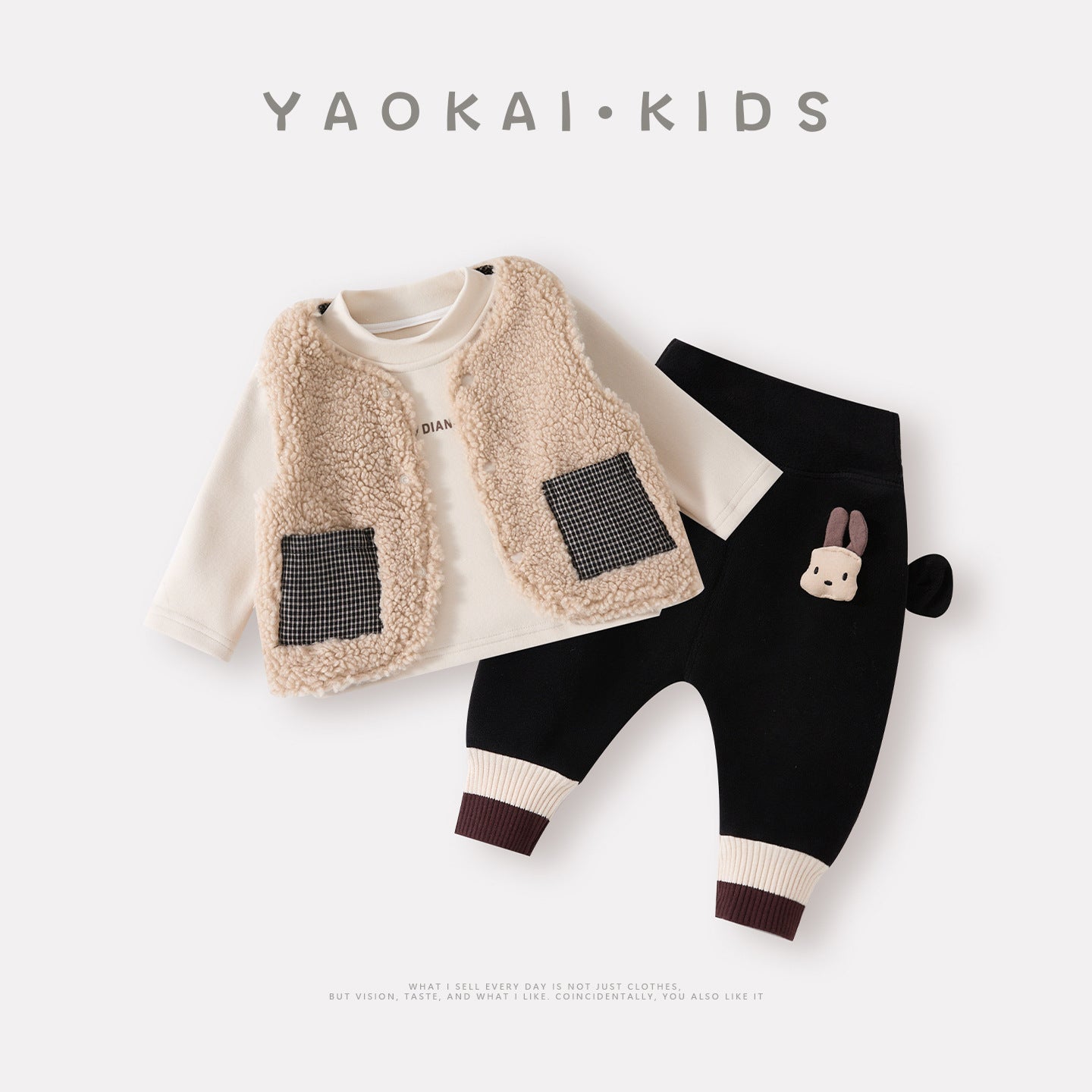 Fleece Vest Set for Girls, Cozy Outerwear with Lined Top and Pants Three-Piece Set