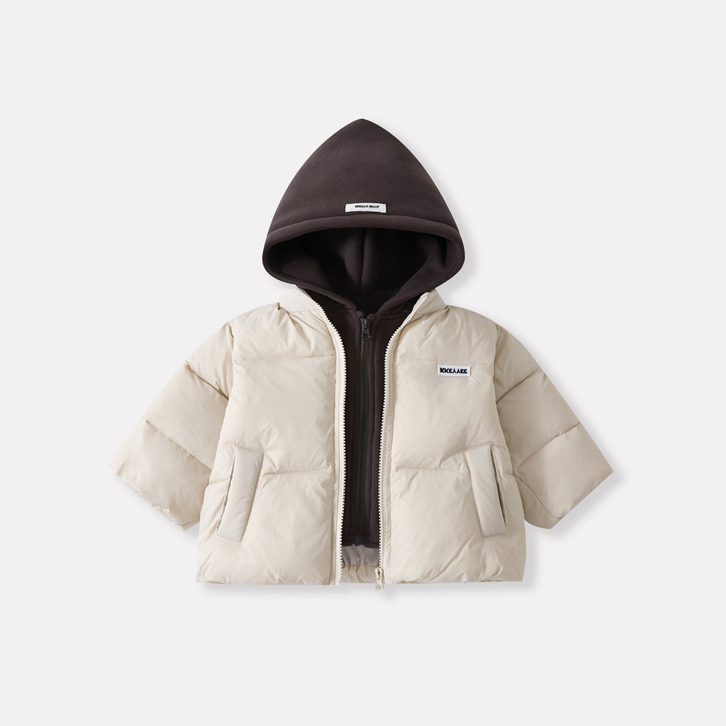 Thickened Fake Two-Piece Cotton Coat Set Baby Cotton Jacket Plaid Pants Two-Piece Set