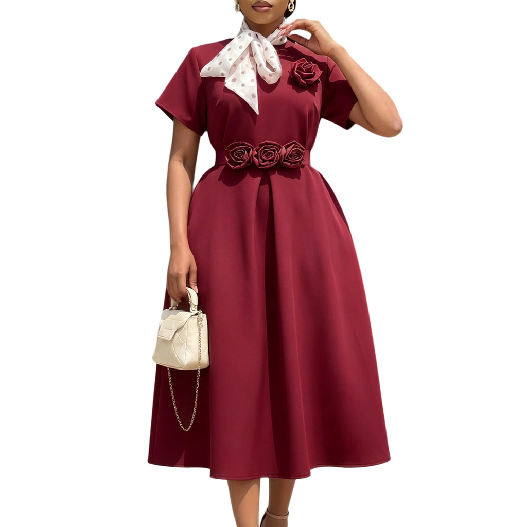 Round neck short sleeved dress