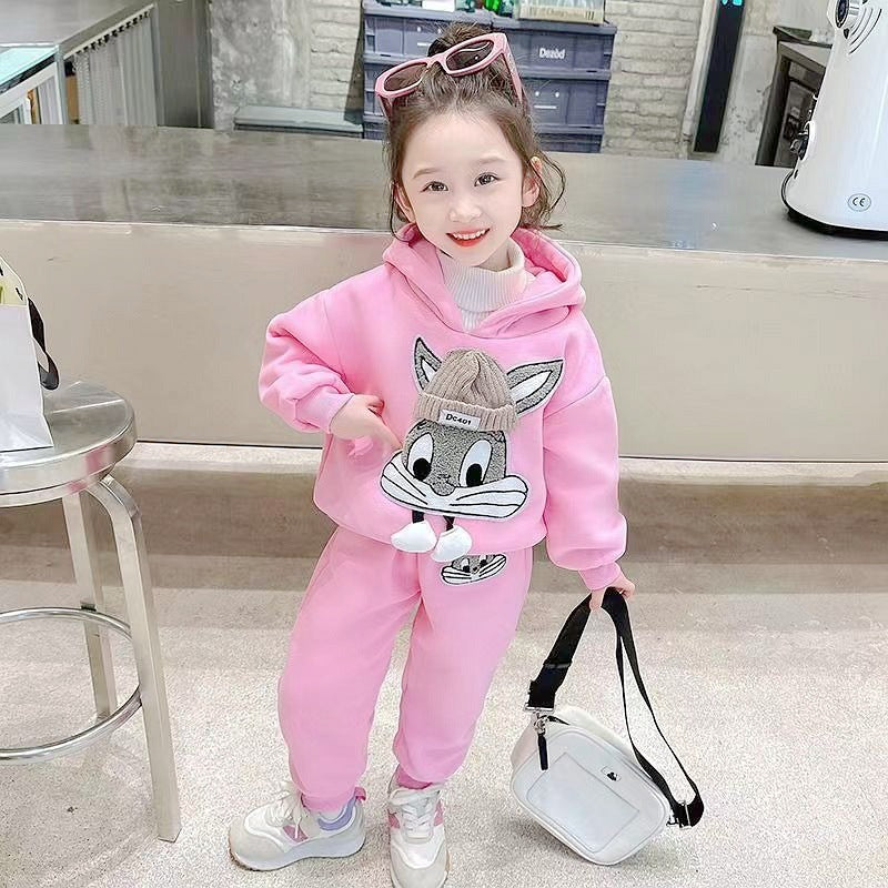 Chic Kids' Casual Hoodie Set,Two-Piece Outfit for Girls
