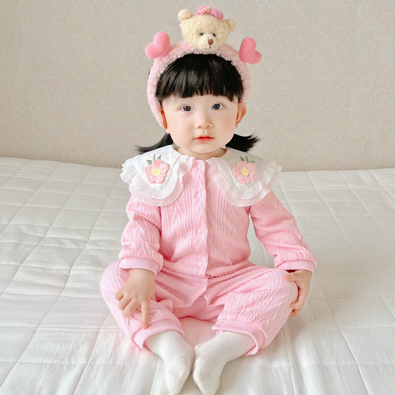 Baby Girl Romper Long Sleeve Infant Bodysuit Double Layer Seamless