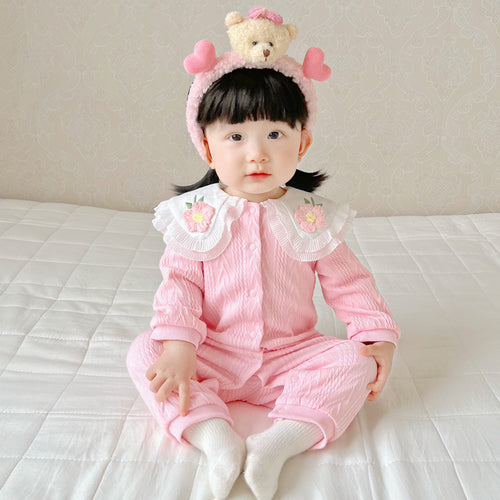 Baby Girl Romper Long Sleeve Infant Bodysuit Double Layer Seamless