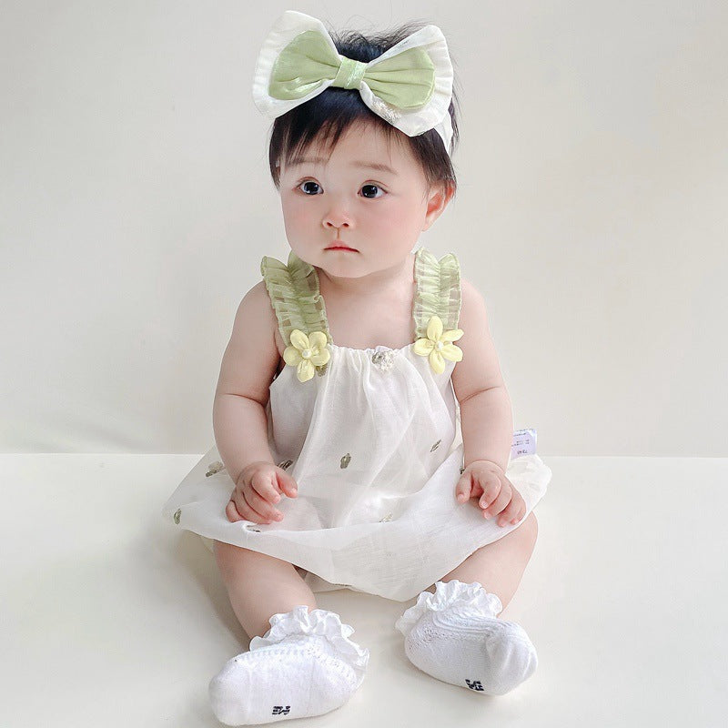 Newborn Baby Girl Triangular Romper, Princess Style, Sleeveless Bodysuit, Lightweight Onesie