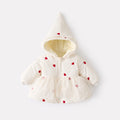 Cotton-Padded Fleece Love Heart Outerwear Set, Stylish Warm Three-Piece Outfit for Girls