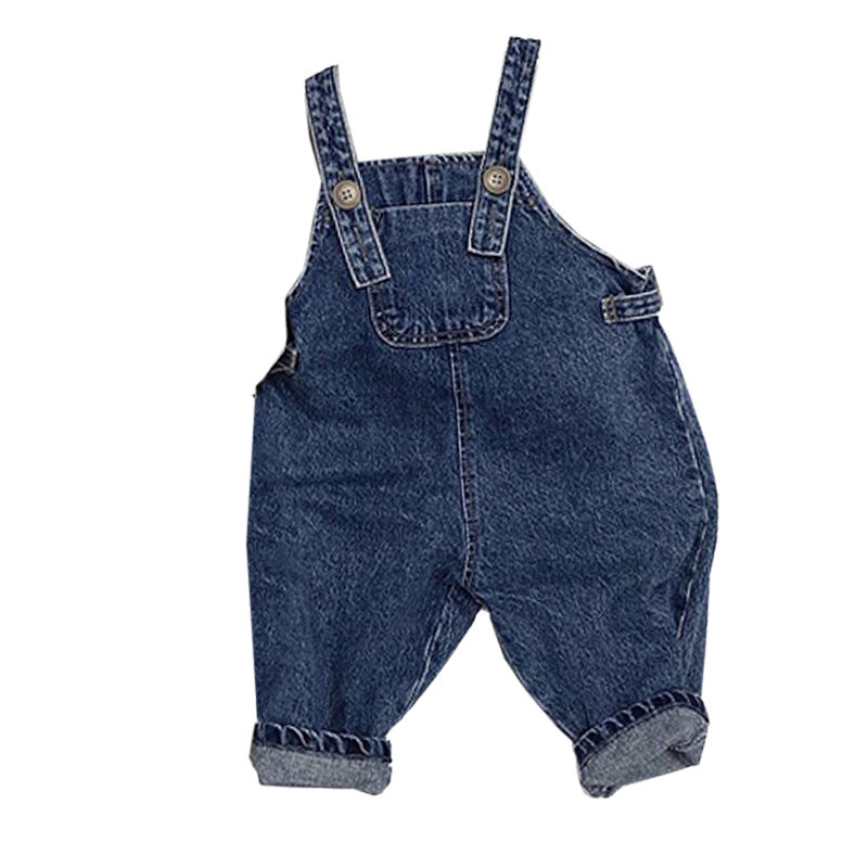 Retro straight leg jeans fisherman casual overalls