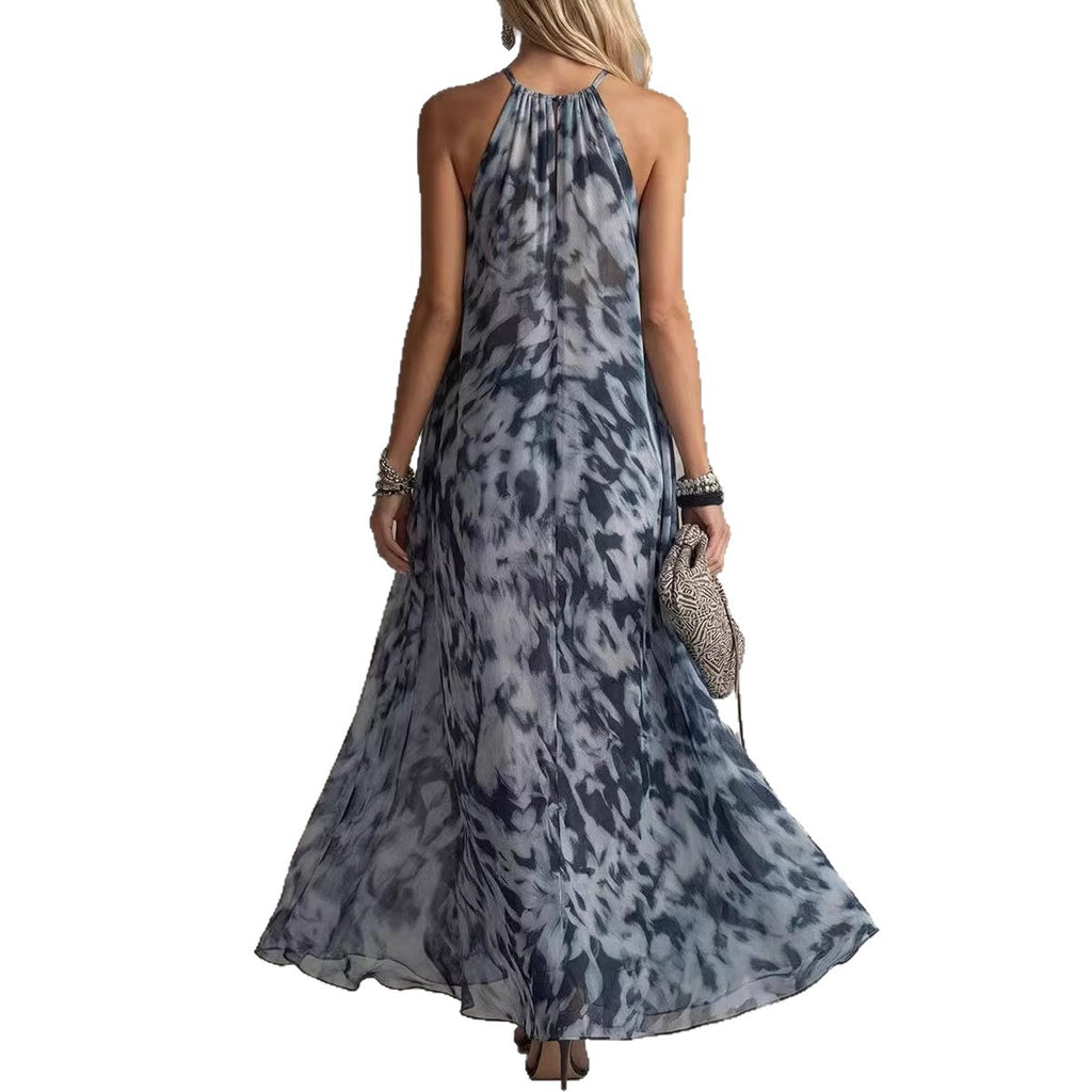 New Style Women's Strapless Printed Long Dress, Casual and Fashionable Shift Dress