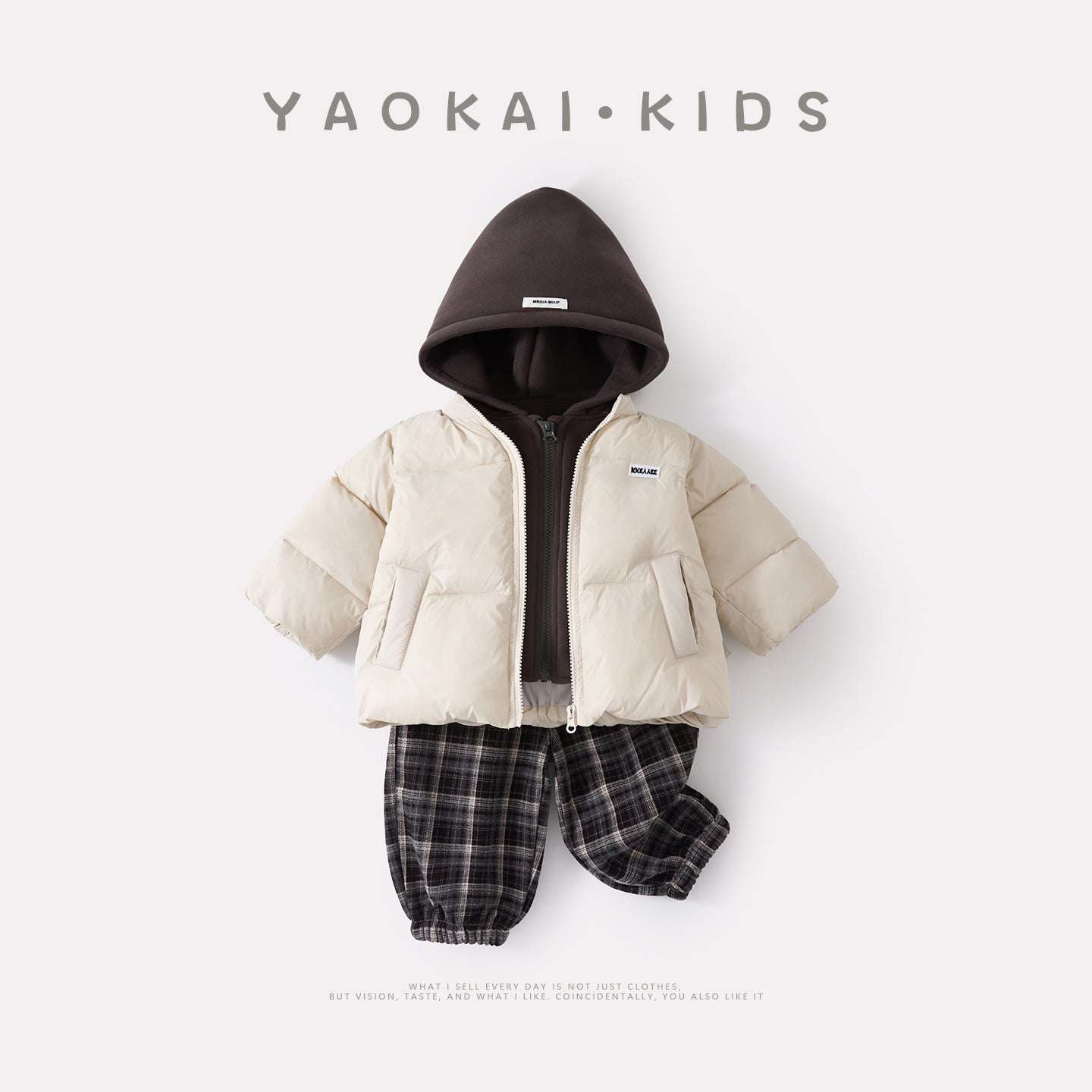 Thickened Fake Two-Piece Cotton Coat Set Baby Cotton Jacket Plaid Pants Two-Piece Set