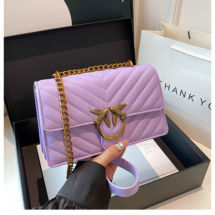 Ladies' Chain Bag Crossbody Bag Elegant Fashion Versatile Shoulder Bag Embroidered Small Square Bag