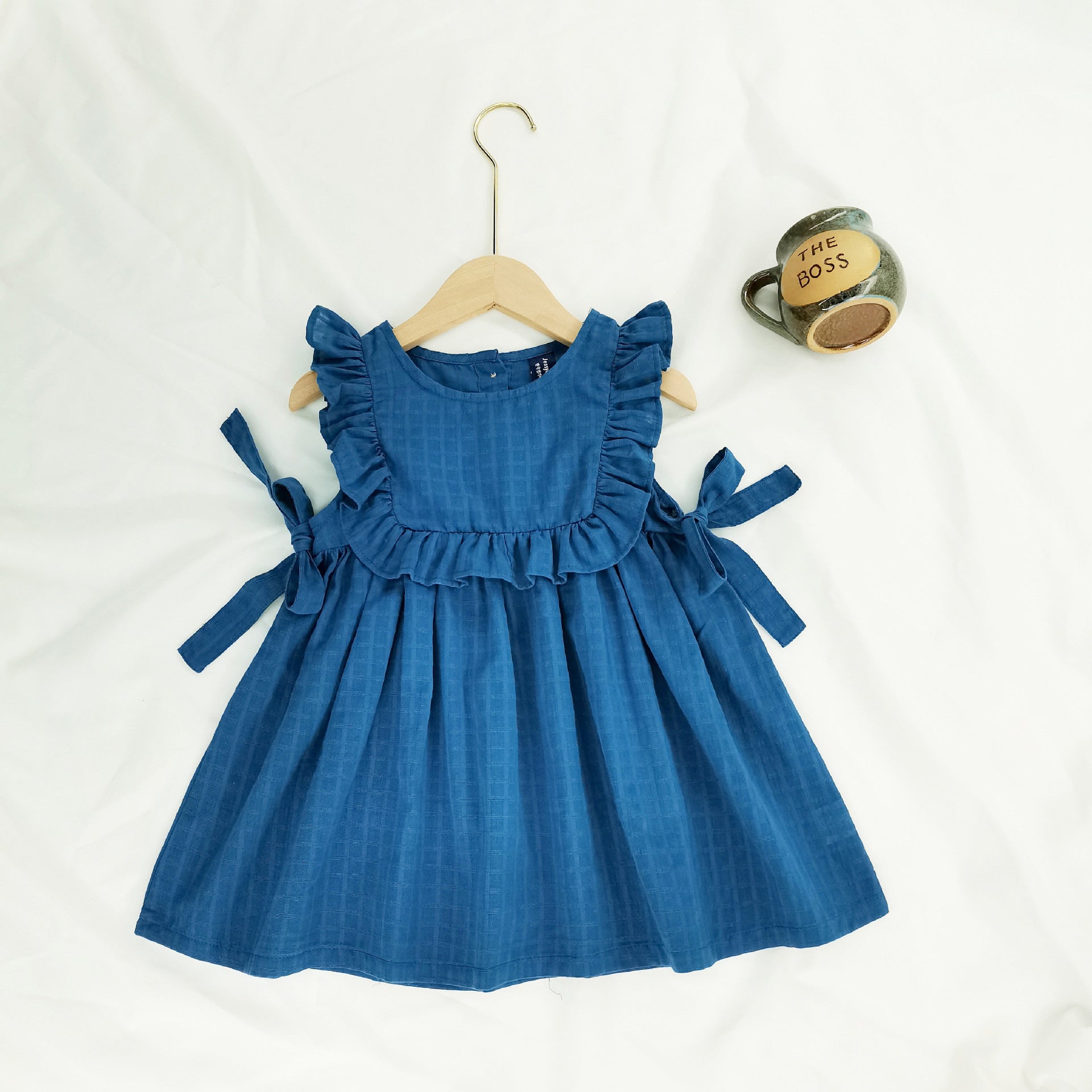 Cute ruffled sweet bow princess dress